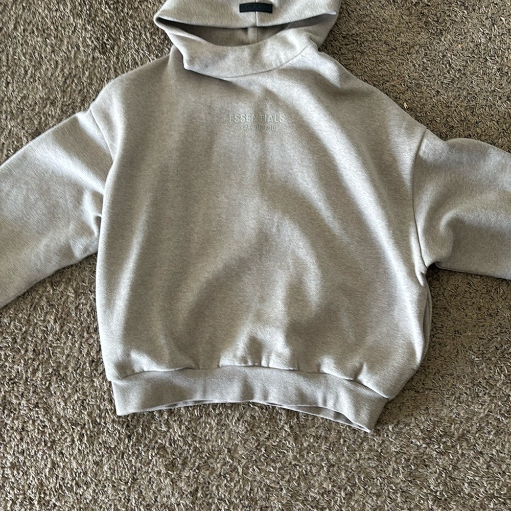 Essentials Gray Sweater with Ribbed Cuffs and Waistband